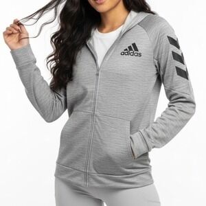 Adidas Athletic Training Jacket Full Zip Hoodie Women's Size XL Gray